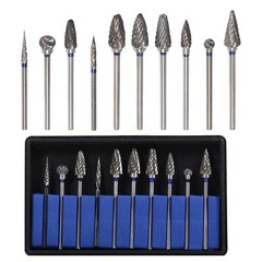 10 Pcs Dental Carbide Tungsten Burs Plaster Lab Steel Teeth Drill Polisher
