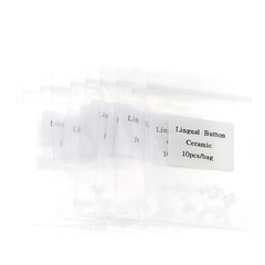 US 100Pcs Ortho Lingual Buttons Dental Ceramic/Metal, Bondable, Round Mesh Base