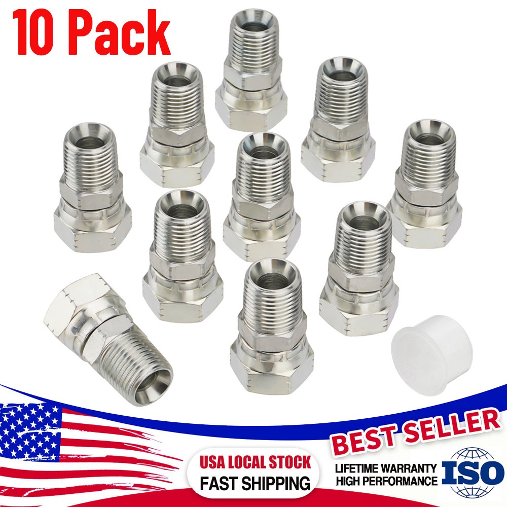 10Pack Hydraulic Hose Fittings: 1/2″ NPSM Female x 1/2″ NPTF Male Thread w/Cover