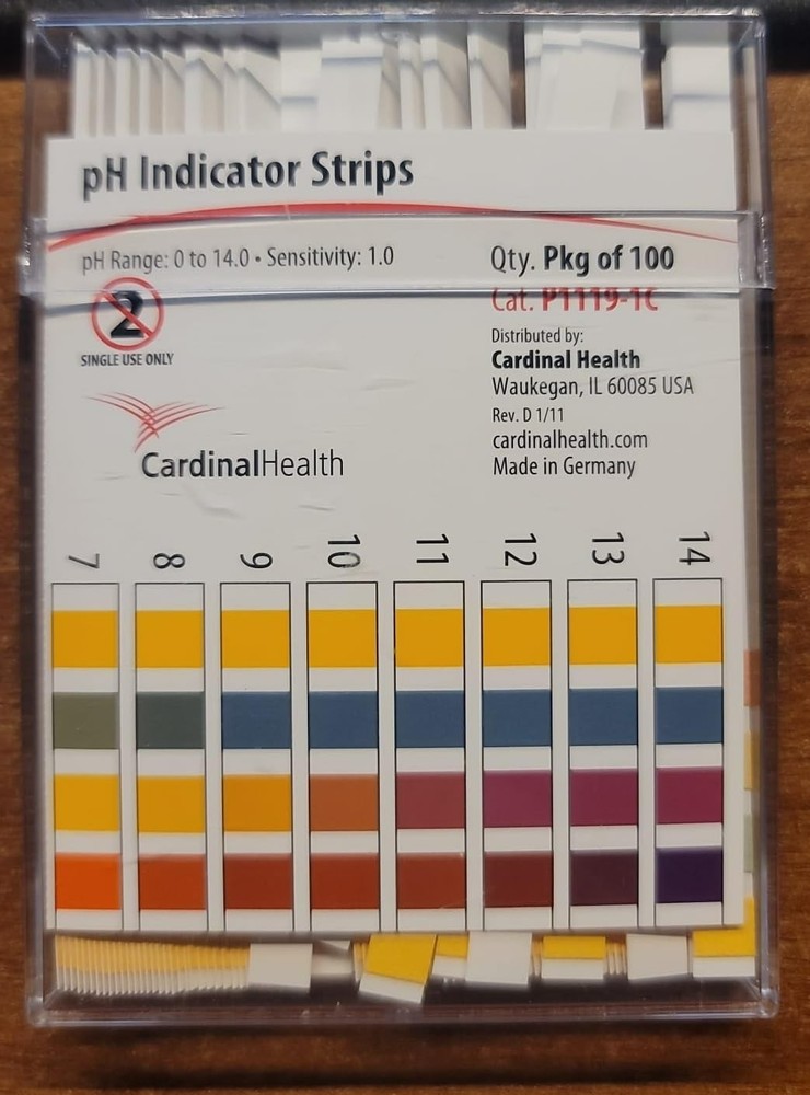 Cardinal Health pH Test Strip 0 to 14.0 pH Range, P1119-C, 100 Test Strips
