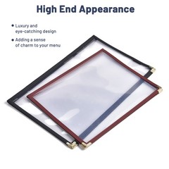 WeChef 30pcs Menu Cover 8.5×14 2 Page 4 View Double Fold Black Restaurant Cafe