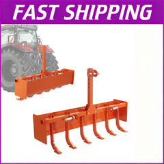 Powder Coated Steel 55″ Box Blade Scraper W/ 6 Scarifier Shank For Cat 0 Cat 1