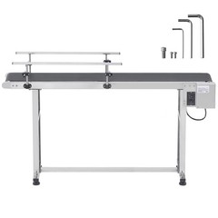 VEVOR Belt Conveyor PVC Stainless Steel Belt Conveyor 59″x7.8″ Double Guardrail
