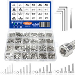 880pcs Metric Screws Assortment kit, Hex Socket Head Cap, Bolts Nuts Washers