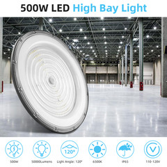 3Pack LED 500W UFO High Bay Lights Warehouse Factory Shop GYM Lamp Super Bright