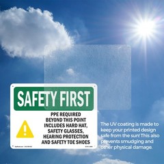 PPE Required Beyond This Point With Symbol OSHA SAFETY FIRST Sign – 5 or 10 Pack
