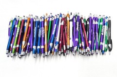 100 Misprint Stylus Tip Click Pens JAVALINA HUB PEN LOT Mixed Colors