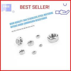 DYWISHKEY 310 Pieces Metric 304 Stainless Steel Hex Nuts Assortment Kit for Scre