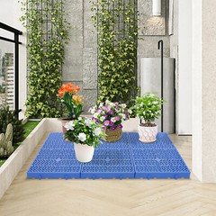 6 Pcs Plastic Moisture Resistant Pad Grid Trays For Goods/Plants 40*40*5cm Blue