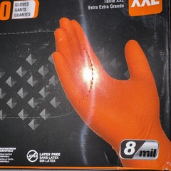 Ammex Glovework GWON49100 Disposable Nitrile Gloves Diamond Grip, Orange, 2XL￼￼