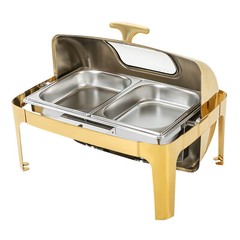 Roll Top Chafing Dish with 2 Food Pans & Visible Lid Restaurant Food Warmer