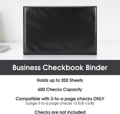 Durable Black Storage Binder For Business Checks Ledgers 200 Sheets Pu Leather
