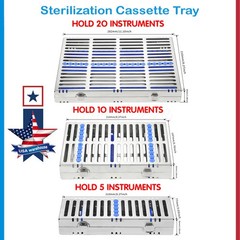 DENTAL AUTOCLAVE STERILIZATION CASSETTE RACK BOX TRAY FOR 5 10 20 INSTRUMENTS