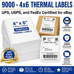 9000 4×6 Fanfold Thermal Shipping Labels UPS CERTIFIED / USPS fits most printers