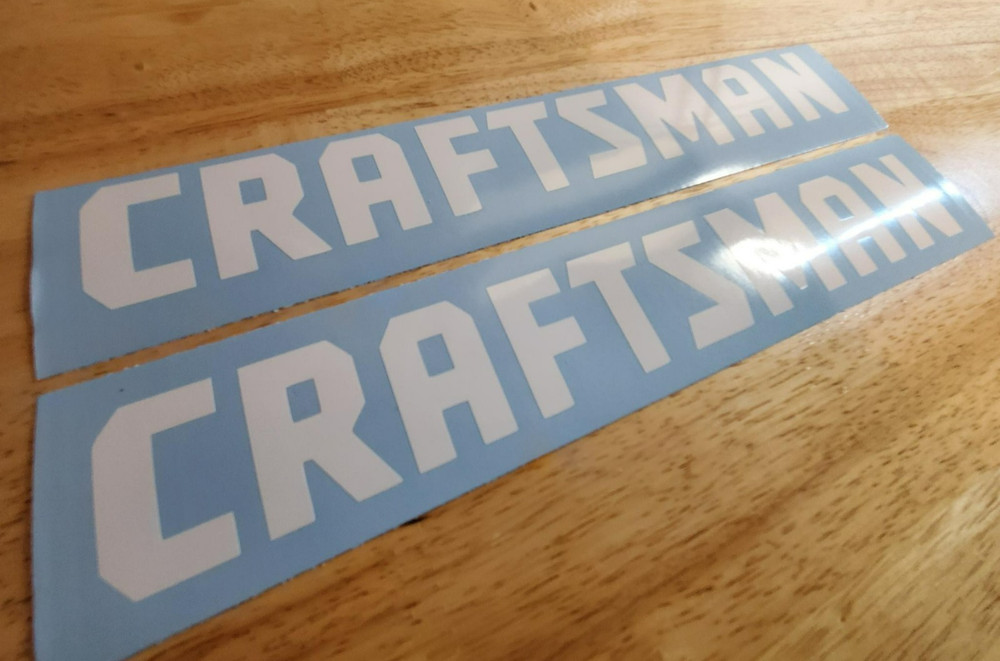 craftsman lawn trailer Decals stickers replacement (2) Gloss white 10.6×1.5″ USA