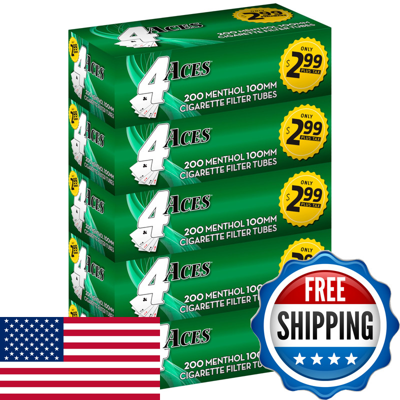 4 Aces Menthol 100Mm 100S Ryo Cigarette Tubes 200Ct 5 Boxes