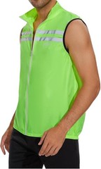 bpbtti Men’s Hi-Viz Safety Running Cycling Vest Sleeveless Windbreaker Size XL