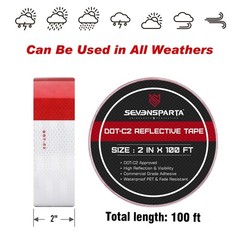 DOT-C2 Reflective Safety Tape 2 Inch x 200 Feet Red/White Conspicuity Tape fo…