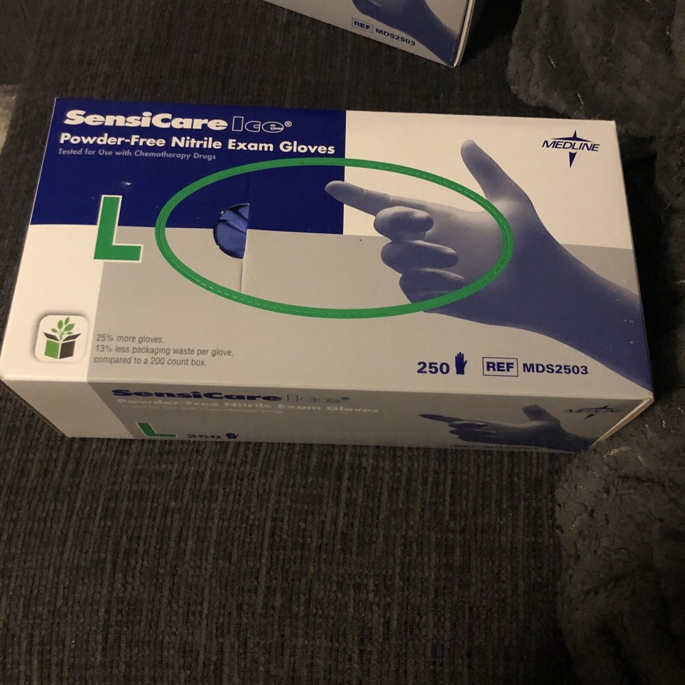 Medline FitGuard Powder Free. Nitrile Exam Gloves, Size Large, Count – 250