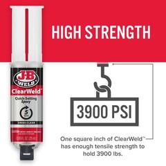 J-B Weld 50112 ClearWeld 5 Minute Set Epoxy Syringe – Clear – 25 ml, 25ml