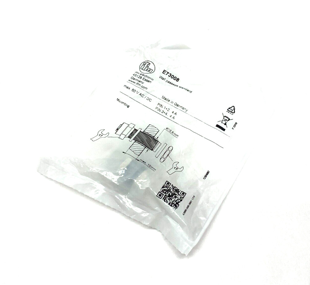 Ifm E73008 Nickel-Plated Wall Passage Standard Type 60V AC/DC 5-Pin M to F