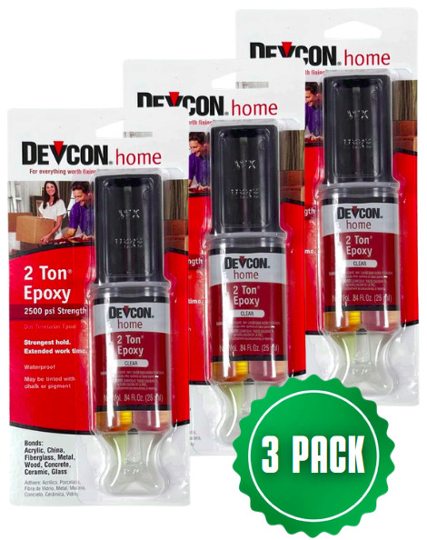 Devcon 2 Ton Epoxy 2500 psi Strength Clear Multi Surface Adhesive .84oz – 3 PACK