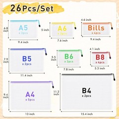 Zipper Pouch Bags 26pcs Mesh Storage Organizer Plastic Zippered Storage Bags