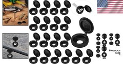 Durable 100 Piece Set of Medium Black Hinged Screw Cover Caps for Home Use