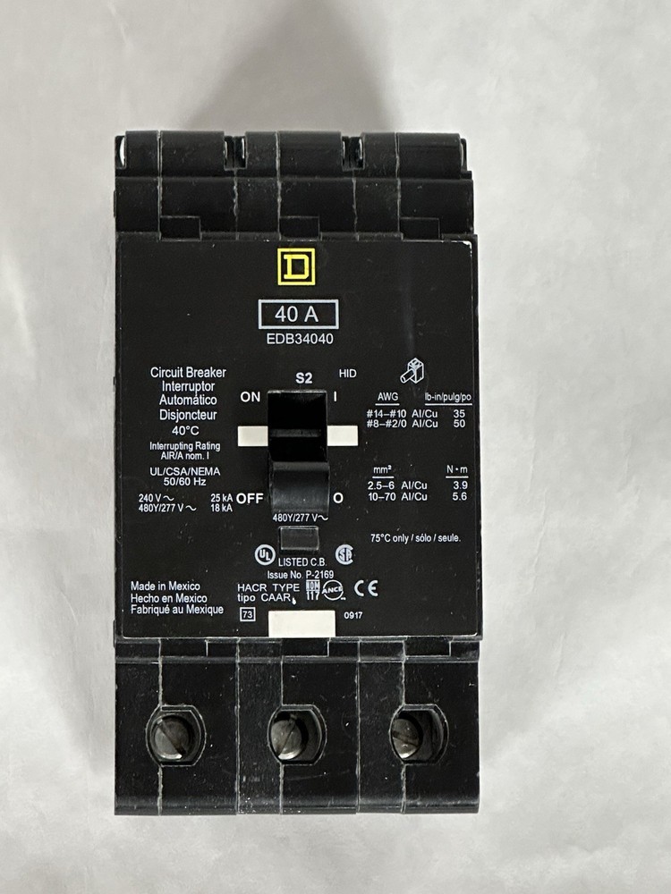 Square D EDB34040 – 40A 3 Pole Molded Case Circuit Breaker