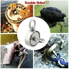 2000 LBS Strong Fishing Magnet Kit Double-Sided Pull Force and Rope Carabiner US