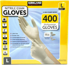 Kirkland Signature Nitrile Exam Powder-Free Exam Gloves – LARGE – 400 Count