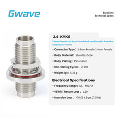2.4mm Female to 2.4mm Female Bulkhead Mount Adapter, DC – 50GHz