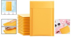Compact Yellow Kraft Bubble Envelopes 4×8 Inch – 50 Pack for Shipping Essentials