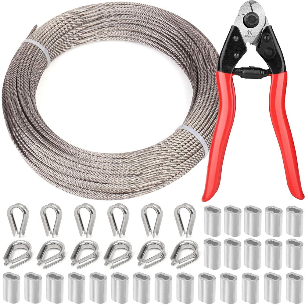 1/8 Inch Stainless Steel Cable 100FT – 7X7 Strand Aircraft Wire Rope with Loop S