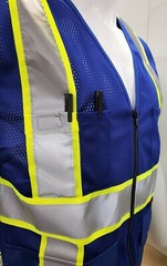 FX Two Tone HI-VIS Blue Safety Vest with 4 Front Pocket Small to 5XL