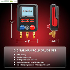 Digital Manifold Gauge, HVAC Refrigerants Digital AC Gauges Set with 2 Thermomet