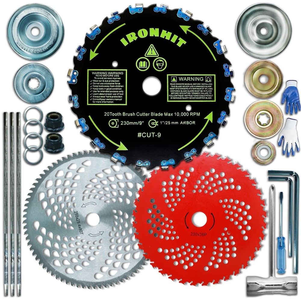 9″ x 36 Teeth Carbide Tipped Blades, 9″ x 20T Chainsaw Tooth Brush Cutter Bla…