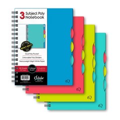 iScholar iQ 3 Subject Poly Cover Double 3-Subject (9.5 x 6.5 Inch), Assorted