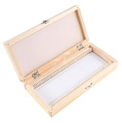1pcs Wooden Microscope Slide Storage Box – Holds 50 Slides Securely – NEW