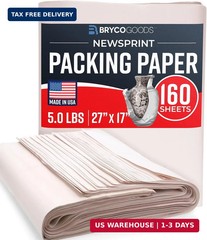 Bryco Goods Newsprint Packing Paper Sheets for Moving – 5lb – 160 Sheets of News