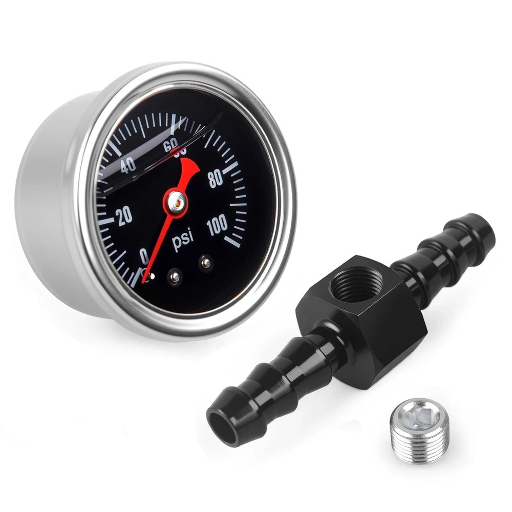 Universal 0-100Psi Fuel Pressure Gauge 1/8″ NPT Oil Press Gauge with 5/16″ Barb