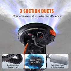 VEVOR Drywall Sander 900W Brush Motor 800-1800RPM Variable Speed & Self-Suction