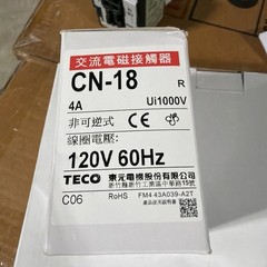 TECO CN-18 IEC Contactor 120V 60Hz 4A 3-Pole DIN Rail Mount AC RoHS