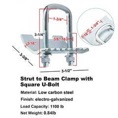 4 Pcs Strut Beam Clamp for 1-5/8″ Strut Channel, 1100 lbs Load Capacity (Each…