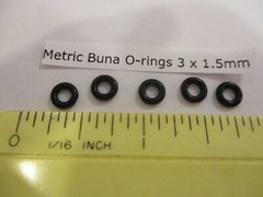3mm ID x 6mm OD x 1.5mm thick O-ring. Buna-70. Quan 5..