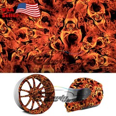 19″x38″ Hydrographic Film Hydro Dipping Water Transfer Fire Flame Skull Evil #14