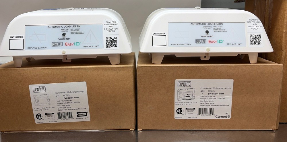 Lot of 2 Dual-Lite EVHC6IDP-O-WM Commercial LED Emergency Lights White Open Box
