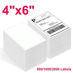 500-2000 4″x6″ Fanfold Direct Thermal Shipping Labels for Zebra & Rollo Printers