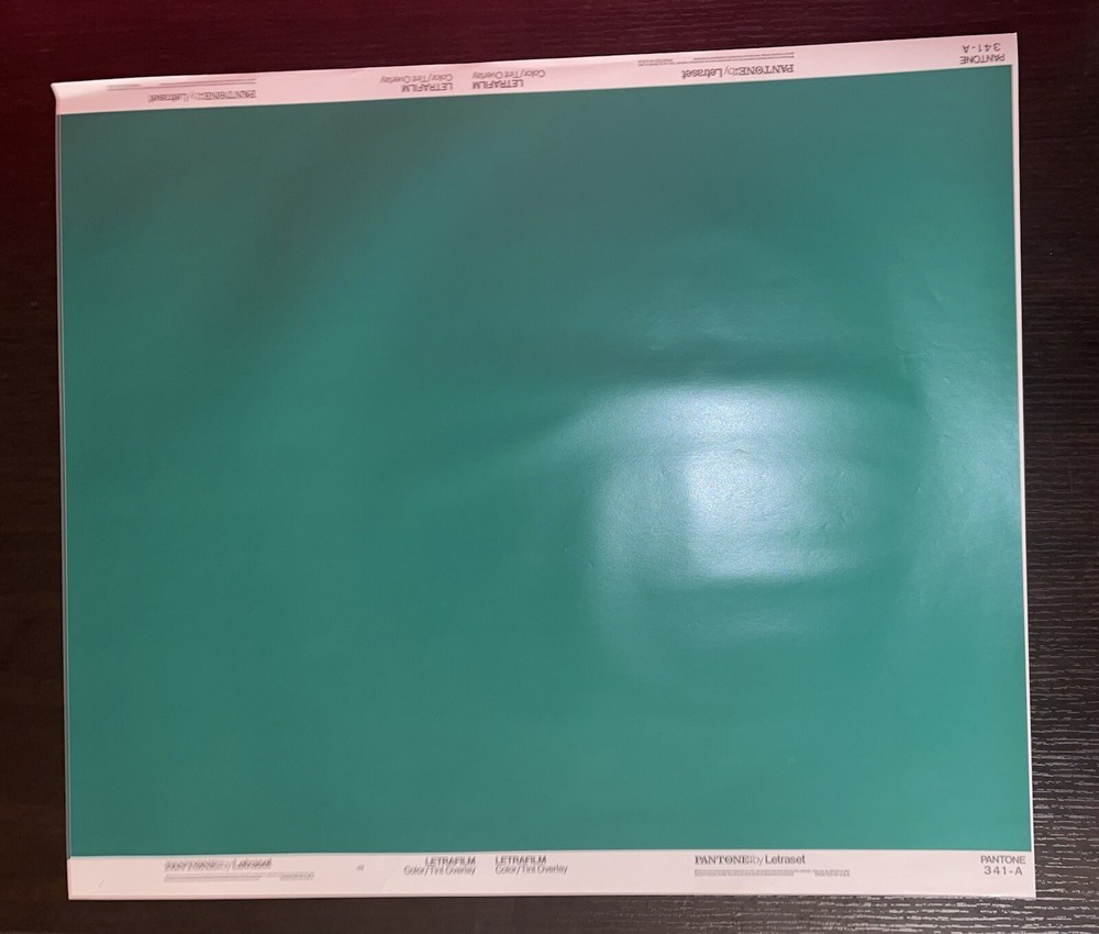 Vintage Pantone by Letraset Letrafilm Color/Tint Overlay 341-A • 20×23” *RARE*