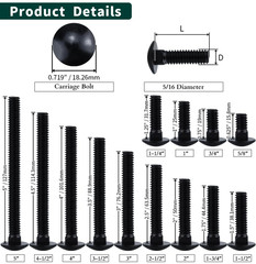 14PCS 5/16-18 x 1-1/2″ Stainless Steel Carriage Bolts Nuts Washers Kit